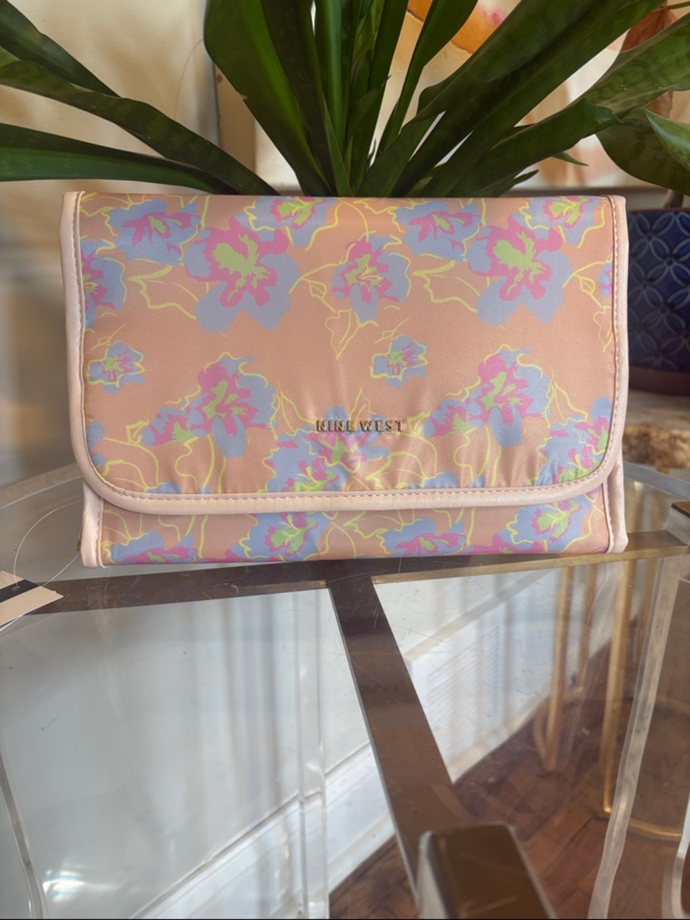 Nine West Pastel Floral Fold-Over Cosmetic Hanging Organizer